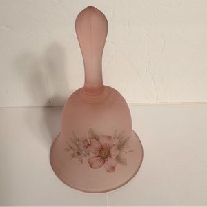 Vintage Viking Glass Frosted Satin Glass Pink Bell Original Viking Sticker.